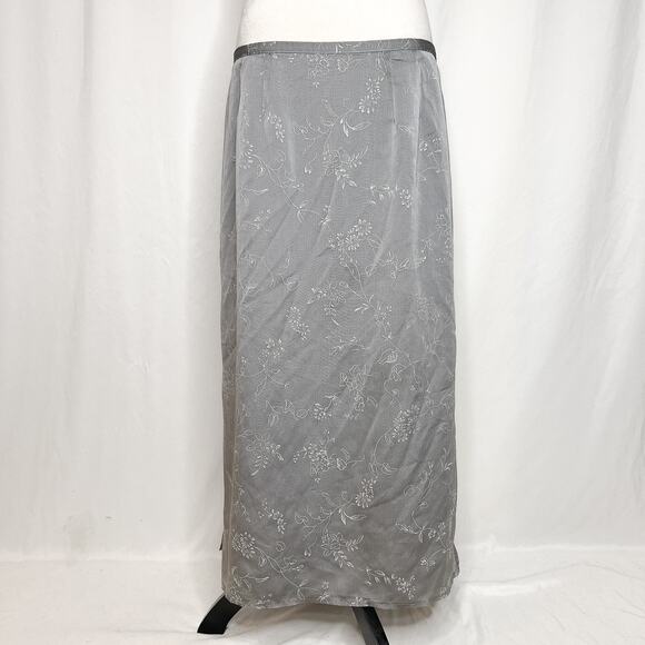 Venezia Vintage 90s Floral Maxi Skirt Gray A Line Women's 16 Dark Academia - Picture 2 of 8